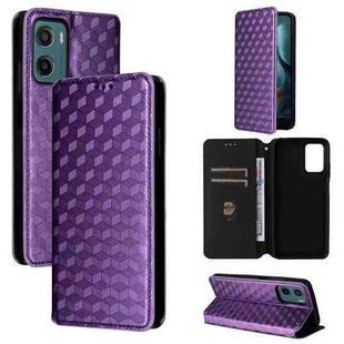 For Motorola Moto G05 4G / E15 4G Cubic Grid Texture Flip Leather Phone Case(Purple)
