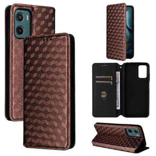 For Motorola Moto G05 4G / E15 4G Cubic Grid Texture Flip Leather Phone Case(Brown)