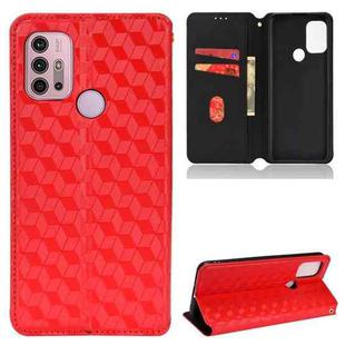 For Motorola Moto G10 / G10 Power Cubic Grid Texture Flip Leather Phone Case(Red)