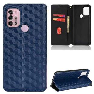 For Motorola Moto G10 / G10 Power Cubic Grid Texture Flip Leather Phone Case(Blue)