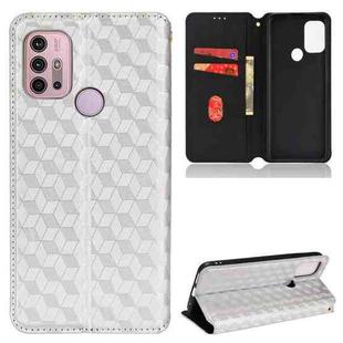 For Motorola Moto G10 / G10 Power Cubic Grid Texture Flip Leather Phone Case(Silver)