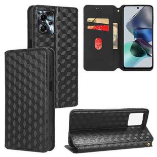 For Motorola Moto G13 / G23 Cubic Grid Texture Flip Leather Phone Case(Black)
