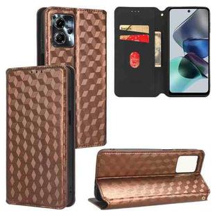 For Motorola Moto G13 / G23 Cubic Grid Texture Flip Leather Phone Case(Brown)