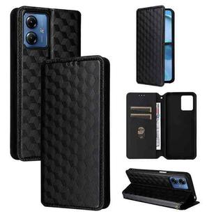 For Motorola Moto G14 4G Cubic Grid Texture Flip Leather Phone Case(Black)
