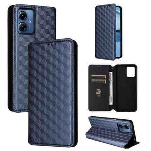 For Motorola Moto G14 4G Cubic Grid Texture Flip Leather Phone Case(Blue)