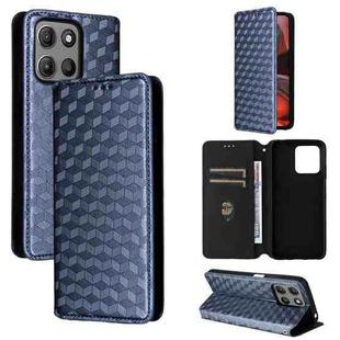 For Motorola Moto G15 4G / G15 Power 4G Cubic Grid Texture Flip Leather Phone Case(Blue)