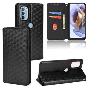 For Motorola Moto G31 / G41 Cubic Grid Texture Flip Leather Phone Case(Black)