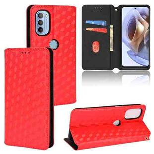 For Motorola Moto G31 / G41 Cubic Grid Texture Flip Leather Phone Case(Red)