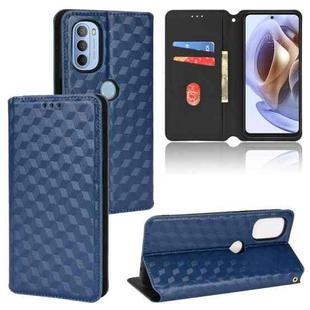 For Motorola Moto G31 / G41 Cubic Grid Texture Flip Leather Phone Case(Blue)