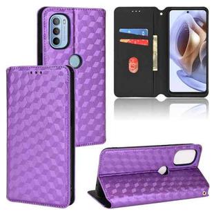 For Motorola Moto G31 / G41 Cubic Grid Texture Flip Leather Phone Case(Purple)