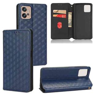 For Motorola Moto G32 4G Cubic Grid Texture Flip Leather Phone Case(Blue)
