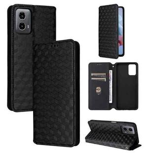 For Motorola Moto G34 5G Cubic Grid Texture Flip Leather Phone Case(Black)