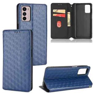 For Motorola Moto G42 Cubic Grid Texture Flip Leather Phone Case(Blue)