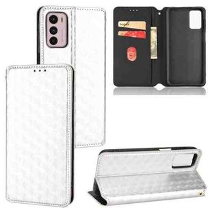 For Motorola Moto G42 Cubic Grid Texture Flip Leather Phone Case(Silver)