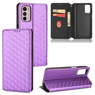 For Motorola Moto G42 Cubic Grid Texture Flip Leather Phone Case(Purple)