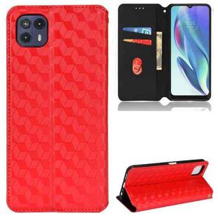 For Motorola Moto G50 5G Cubic Grid Texture Flip Leather Phone Case(Red)