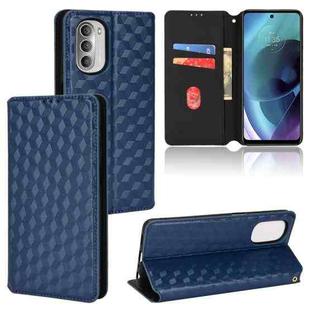For Motorola Moto G51 Cubic Grid Texture Flip Leather Phone Case(Blue)