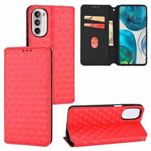 For Motorola Moto G52 4G / G82 5G Cubic Grid Texture Flip Leather Phone Case(Red)