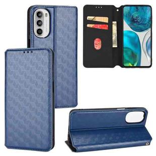 For Motorola Moto G52 4G / G82 5G Cubic Grid Texture Flip Leather Phone Case(Blue)