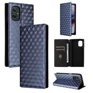 For Motorola Moto G55 5G Cubic Grid Texture Flip Leather Phone Case(Blue)