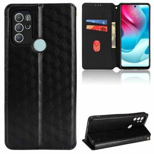For Motorola Moto G60s Cubic Grid Texture Flip Leather Phone Case(Black)