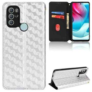 For Motorola Moto G60s Cubic Grid Texture Flip Leather Phone Case(Silver)