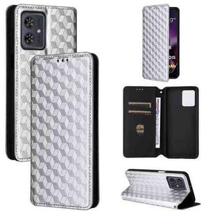 For Motorola Moto G64 5G / G64y 5G / G54 5G Cubic Grid Texture Flip Leather Phone Case(Silver)