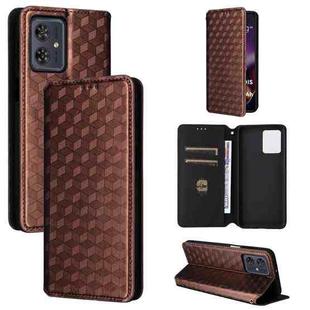 For Motorola Moto G64 5G / G64y 5G / G54 5G Cubic Grid Texture Flip Leather Phone Case(Brown)