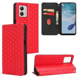 For Motorola Moto G73 5G Cubic Grid Texture Flip Leather Phone Case(Red)