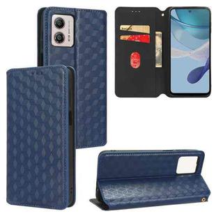 For Motorola Moto G73 5G Cubic Grid Texture Flip Leather Phone Case(Blue)