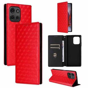 For Motorola Moto G75 5G Cubic Grid Texture Flip Leather Phone Case(Red)