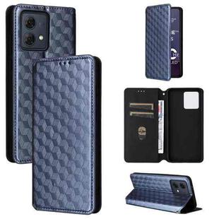 For Motorola Moto G84 5G Cubic Grid Texture Flip Leather Phone Case(Blue)