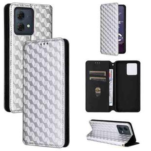 For Motorola Moto G84 5G Cubic Grid Texture Flip Leather Phone Case(Silver)