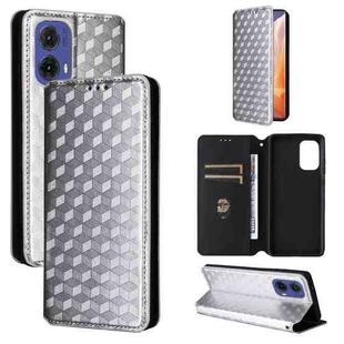 For Motorola Moto G85 5G / S50 Neo 5G Cubic Grid Texture Flip Leather Phone Case(Silver)