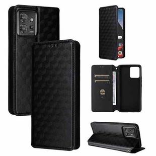 For Motorola ThinkPhone Cubic Grid Texture Flip Leather Phone Case(Black)