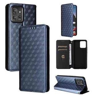 For Motorola ThinkPhone Cubic Grid Texture Flip Leather Phone Case(Blue)