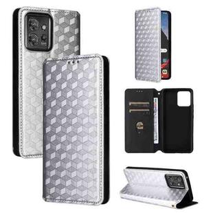 For Motorola ThinkPhone Cubic Grid Texture Flip Leather Phone Case(Silver)
