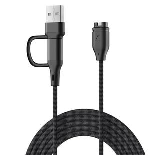 For Garmin Fenix 8 / Fenix 7 xDfind 2 in 1 Type-C and USB-A Ports Watch Charging Cable, Length: 1m(Black)