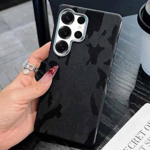 For Samsung Galaxy S25 Ultra 5G Camouflage Leather Metal Frame MagSafe PC Phone Case(Black)