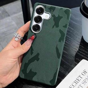 For Samsung Galaxy S24+ 5G Camouflage Leather Metal Frame MagSafe PC Phone Case(Army Green)