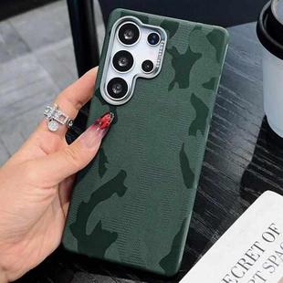 For Samsung Galaxy S23 Ultra 5G Camouflage Leather Metal Frame MagSafe PC Phone Case(Army Green)