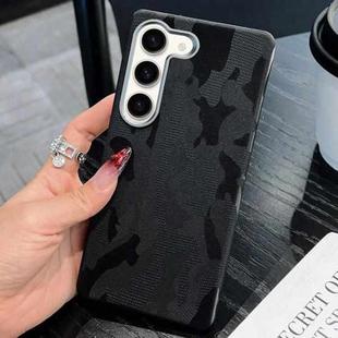 For Samsung Galaxy S23+ 5G Camouflage Leather Metal Frame MagSafe PC Phone Case(Black)