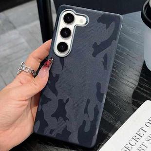 For Samsung Galaxy S23+ 5G Camouflage Leather Metal Frame MagSafe PC Phone Case(Blue)