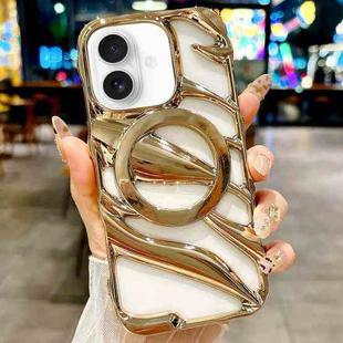 For iPhone 16 Plus Cooling Hollow Electroplating TPU MagSafe Phone Case(Gold)