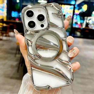 For iPhone 14 Pro Cooling Hollow Electroplating TPU MagSafe Phone Case(Silver)