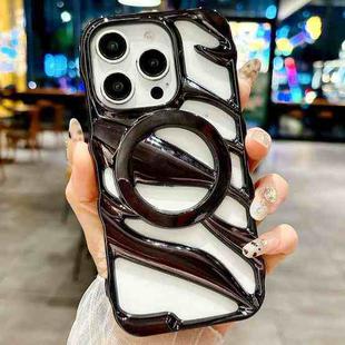 For iPhone 13 Pro Cooling Hollow Electroplating TPU MagSafe Phone Case(Black)
