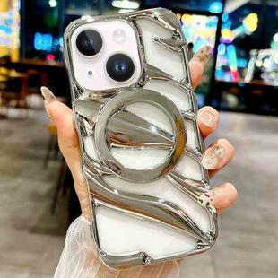 For iPhone 13 Cooling Hollow Electroplating TPU MagSafe Phone Case(Silver)