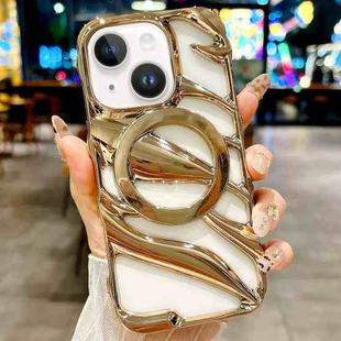 For iPhone 13 Cooling Hollow Electroplating TPU MagSafe Phone Case(Gold)