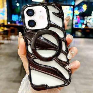 For iPhone 11 Cooling Hollow Electroplating TPU MagSafe Phone Case(Black)