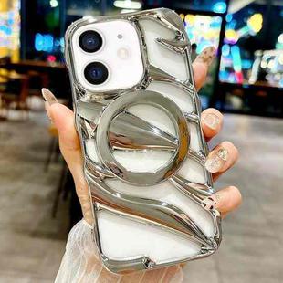 For iPhone 11 Cooling Hollow Electroplating TPU MagSafe Phone Case(Silver)